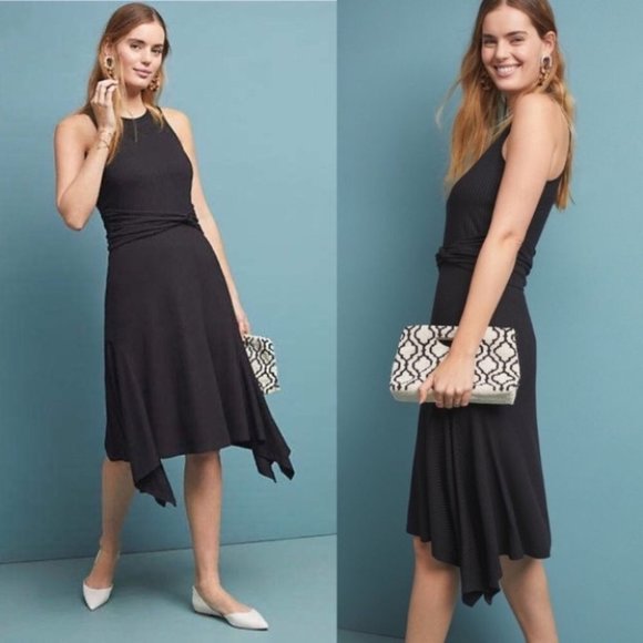 Anthropologie Dresses & Skirts - NWOT Anthropologie black midi ribbed dress
